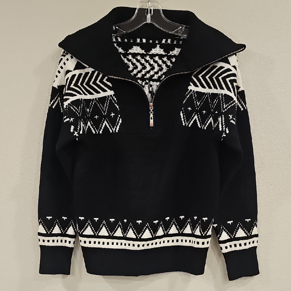 Black and White Patterned Sweater